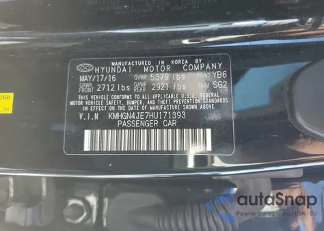 2017 Genesis G80 Base from USA, damaged, VIN KMHGN4JE7HU171393